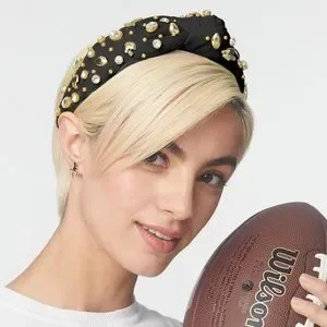 Lele sadoughi Game Day Football Knotted Headband Jet Black Embellished  NWT Lele Sadoughi Baby Blue Game Day Varsity knotted Crystal  main image 3